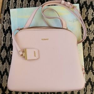 DKNY light pink crossbody bag with gold hardware